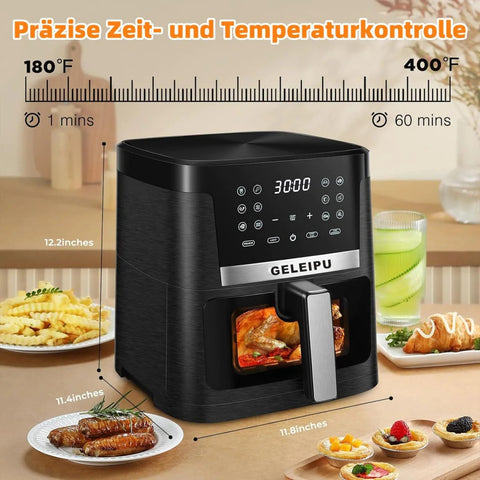 GELEIPU-DL27 Air Fryer - 1800W Motor 7L Capacity 12 Preset Modes Non-stick Coating - Black