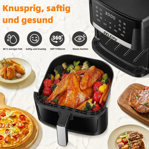 GELEIPU-DL27 Air Fryer - 1800W Motor 7L Capacity 12 Preset Modes Non-stick Coating - Black