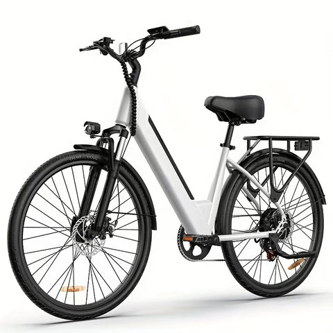 Electric Bike URLIFE E26  - 250W Motor 36V 13Ah Battery 26 Inch Tires Disc Brakes - White