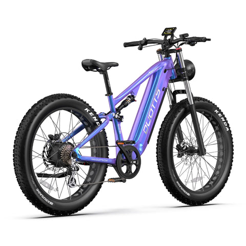 Duotts E26 Electric Bike - Motor 750W  Battery 48V20AH 26*4.0 Inch  Fat Tire Front Rear Hydraulic Brakes - Blue Purple