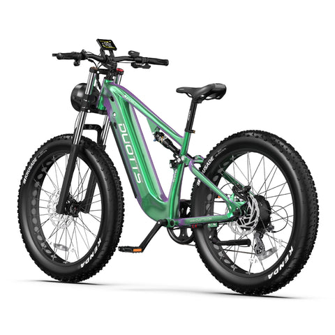 Duotts E26 Electric Bike  - Motor 750W Battery 48V20AH 26*4.0 Inch Fat Tire Front Rear Hydraulic Brakes - Green Purple