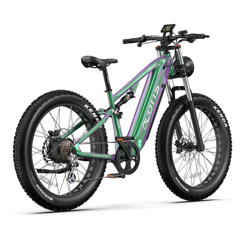 Duotts E26 Electric Bike  - Motor 750W Battery 48V20AH 26*4.0 Inch Fat Tire Front Rear Hydraulic Brakes - Green Purple