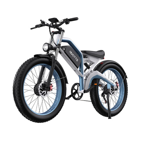 Duotts N26 Electric Bike - Motor 750W*2 Battery 48V20AH 26*4.0 Inch Fat Tire Hydraulic Brakes - White Blue