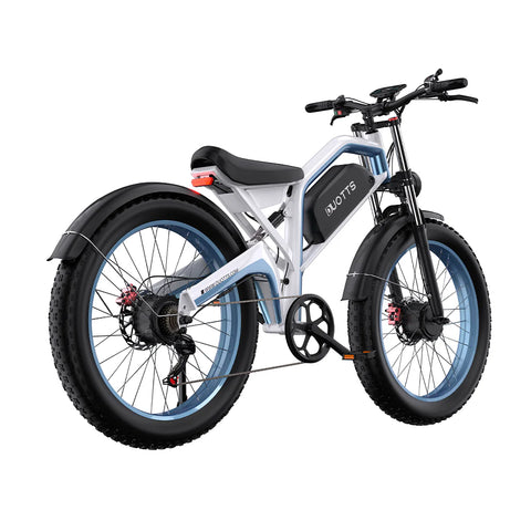 Duotts N26 Electric Bike - Motor 750W*2 Battery 48V20AH 26*4.0 Inch Fat Tire Hydraulic Brakes - White Blue