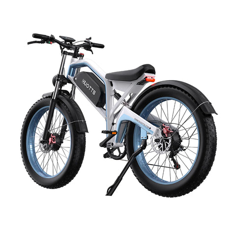 Duotts N26 Electric Bike - Motor 750W*2 Battery 48V20AH 26*4.0 Inch Fat Tire Hydraulic Brakes - White Blue