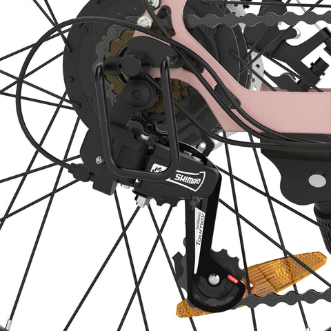 ESKUTE C100 Electric Bike - Motor 250W Battery 36V10.4Ah 26 Inch Tires Disc Brakes - Pink