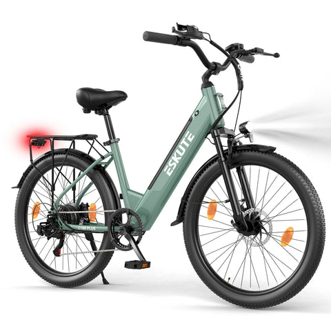 ESKUTE C100 PLUS Electric Bike Disc Brakes 250W 36V13Ah 100KM-cyan