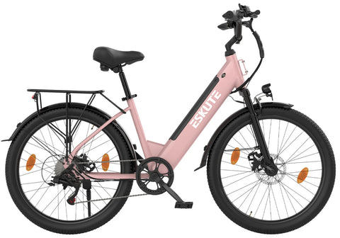 ESKUTE C100 PLUS Electric Bike Disc Brakes 250W 36V13Ah 100KM-pink