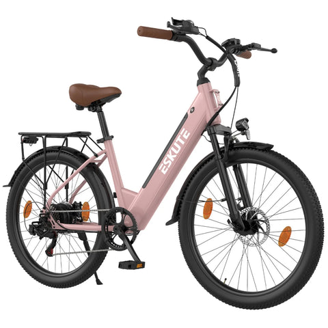 ESKUTE C100 PLUS Electric Bike Disc Brakes 250W 36V13Ah 100KM-pink