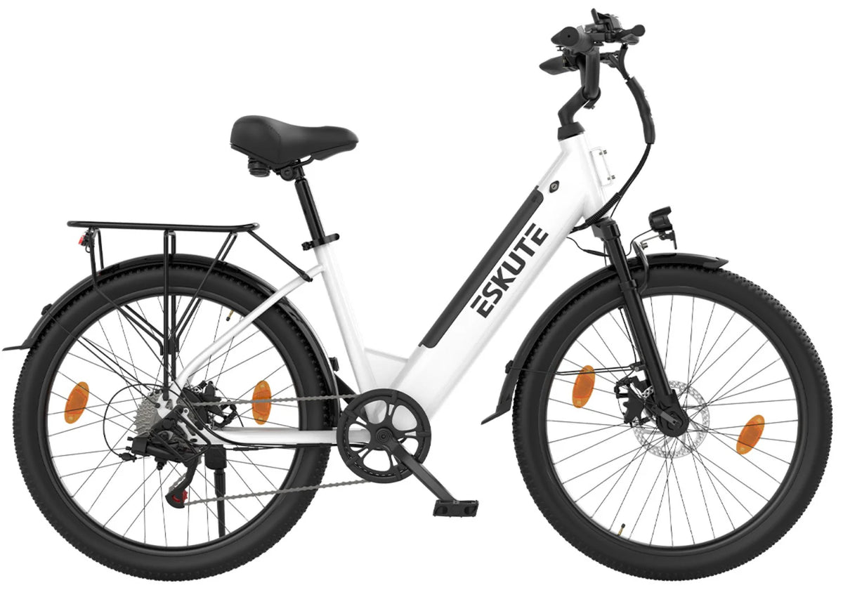 ESKUTE C100 PLUS Electric Bike Disc Brakes 250W 36V13Ah 100KM-white