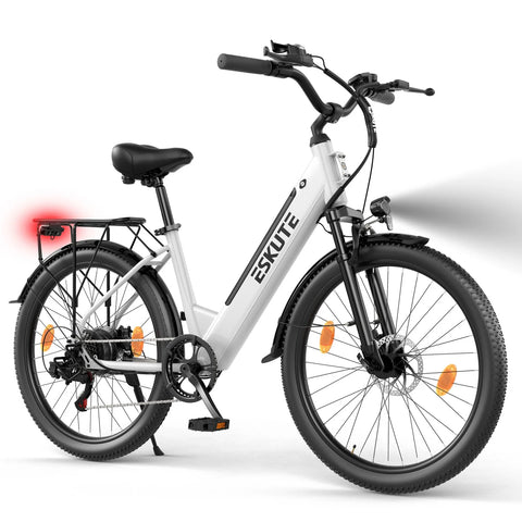 ESKUTE C100 PLUS Electric Bike Disc Brakes 250W 36V13Ah 100KM-white