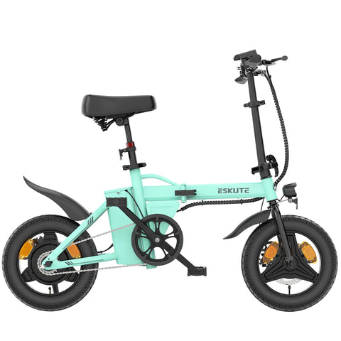 ESKUTE F100 Electric Bike 14 Inch Tire, 250W Motor, 36V 9AH Battery Mechanical Disc Brake - Blue