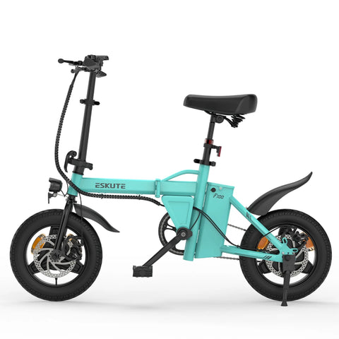 ESKUTE F100 Electric Bike 14 Inch Tire, 250W Motor, 36V 9AH Battery Mechanical Disc Brake - Blue