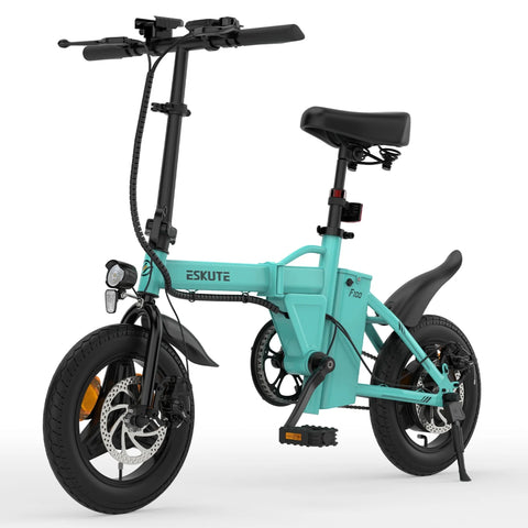 ESKUTE F100 Electric Bike 14 Inch Tire, 250W Motor, 36V 9AH Battery Mechanical Disc Brake - Blue