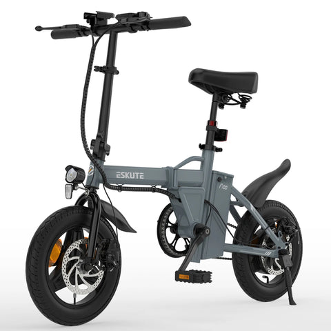 ESKUTE F100 Electric Bike with 14-inch Tires, 250W Motor, 36V 9AH Battery, Mechanical Disc Brakes - Gray