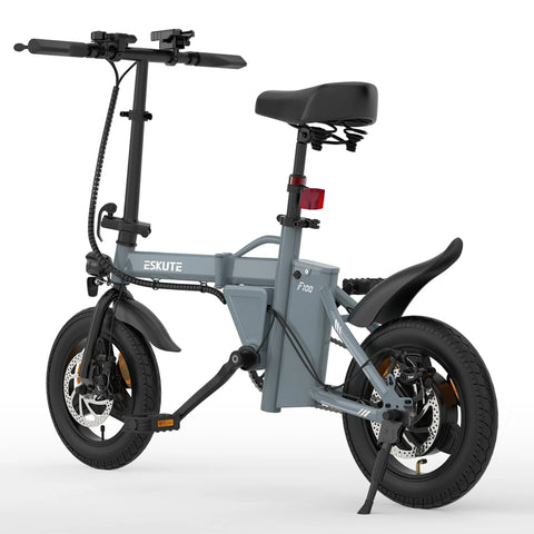 ESKUTE F100 Electric Bike with 14-inch Tires, 250W Motor, 36V 9AH Battery, Mechanical Disc Brakes - Gray
