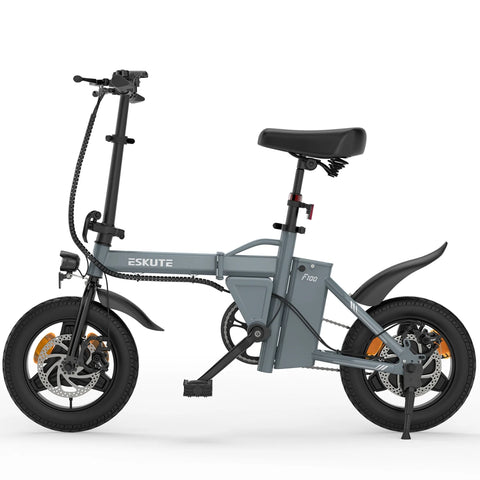 ESKUTE F100 Electric Bike with 14-inch Tires, 250W Motor, 36V 9AH Battery, Mechanical Disc Brakes - Gray