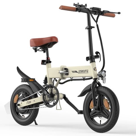 Electric Bike ESKUTE F200 -  250W Motor 36V 7.8Ah Battery 14 Inch Tires Mechanical Disc Brake - Beige