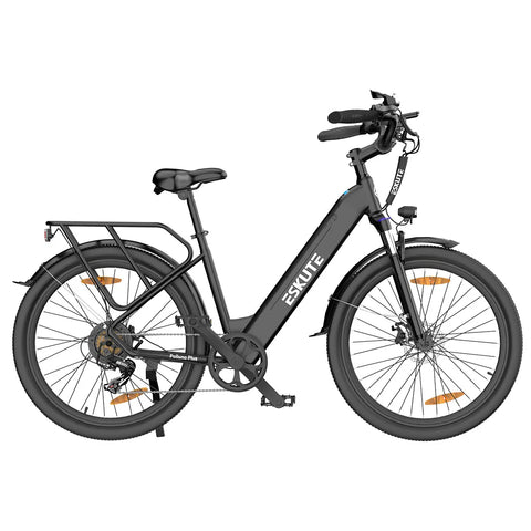 Electric Bike ESKUTE Polluno Plus - 250W Motor 36V20AH Battery 26 Inch Tires Mechanical Disc Brake - Black
