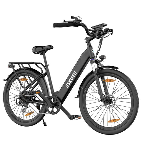 Electric Bike ESKUTE Polluno Plus - 250W Motor 36V20AH Battery 26 Inch Tires Mechanical Disc Brake - Black