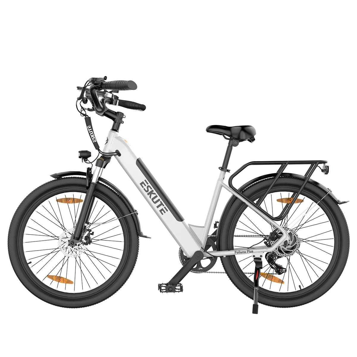 Electric Bike ESKUTE Polluno Plus - 250W Motor 36V20AH Battery 26 Inch Tires Mechanical Disc Brake - White