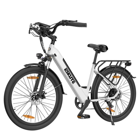 Electric Bike ESKUTE Polluno Plus - 250W Motor 36V20AH Battery 26 Inch Tires Mechanical Disc Brake - White