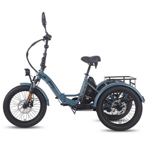 FAFREES F20 Mate Cargo E-Trike - 500W Motor 48V21AH Battery 20" Hydraulic Fat Tires - Gray blue