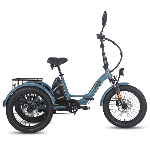FAFREES F20 Mate Cargo E-Trike - 500W Motor 48V21AH Battery 20" Hydraulic Fat Tires - Gray blue