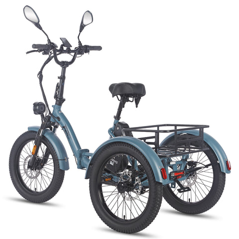 FAFREES F20 Mate Cargo E-Trike - 500W Motor 48V21AH Battery 20" Hydraulic Fat Tires - Gray blue