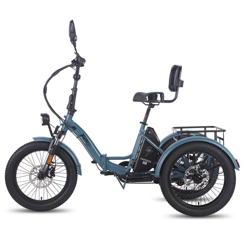 FAFREES F20 Mate Cargo E-Trike - 500W Motor 48V23.45AH Battery 20" Tires w/Backrest - Gray blue