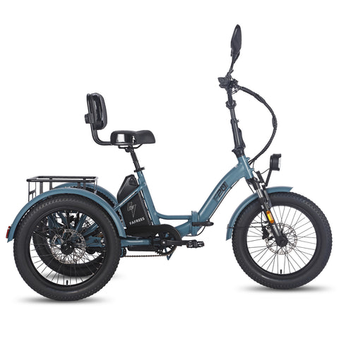 FAFREES F20 Mate Cargo E-Trike - 500W Motor 48V23.45AH Battery 20" Tires w/Backrest - Gray blue