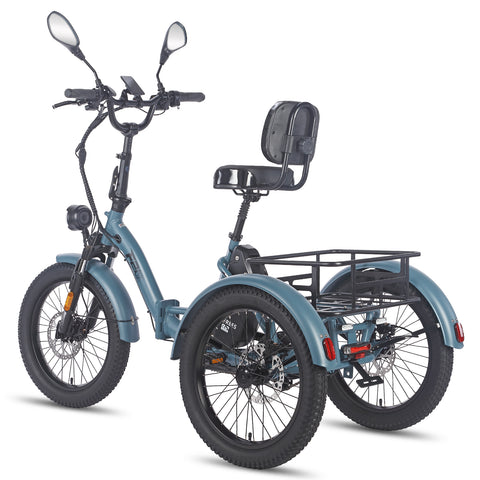 FAFREES F20 Mate Cargo E-Trike - 500W Motor 48V23.45AH Battery 20" Tires w/Backrest - Gray blue