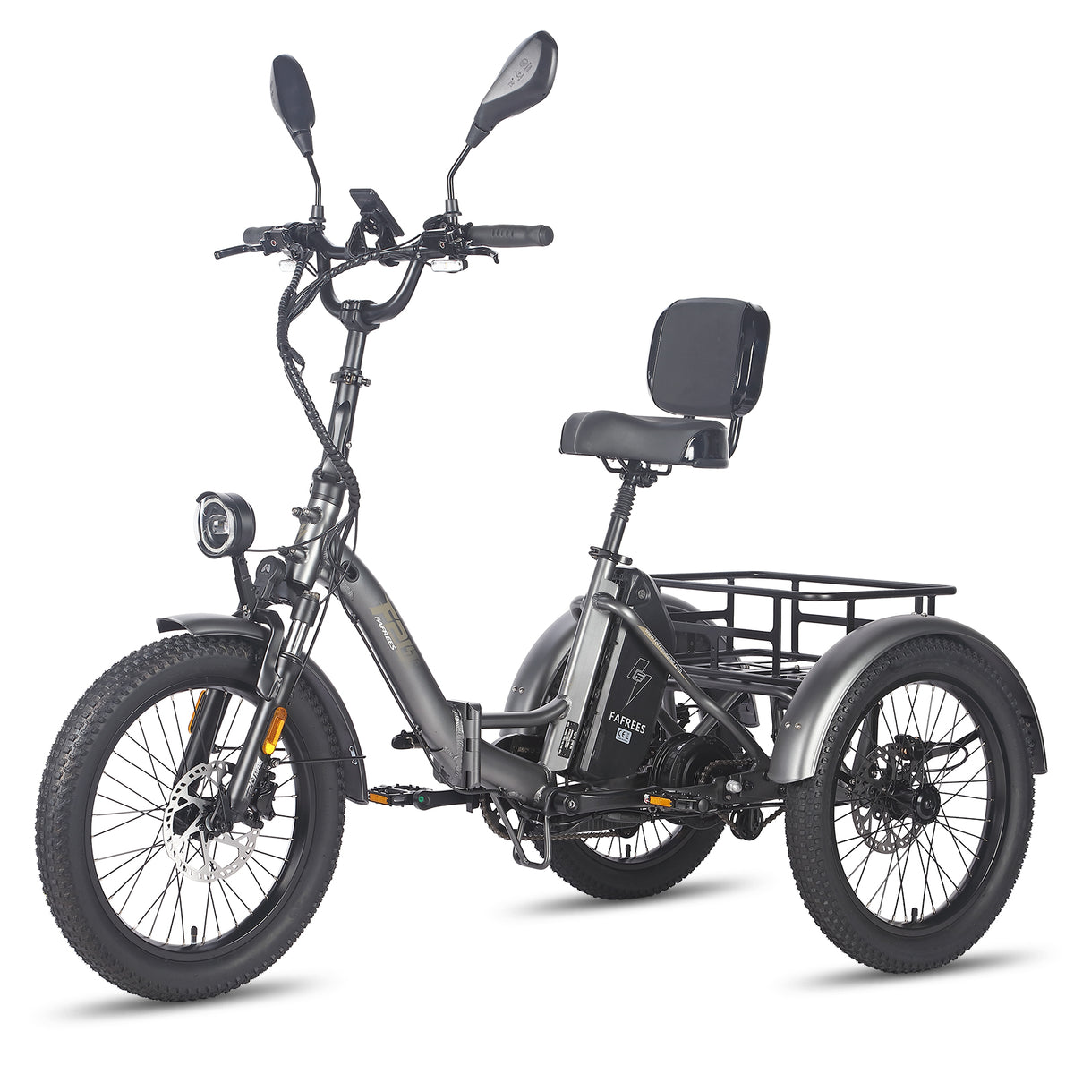 FAFREES F20 Mate Cargo E-Trike - 500W Motor 48V23.45AH Battery 20" Tires w/Backrest - Gun color