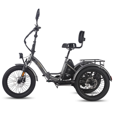 FAFREES F20 Mate Cargo E-Trike - 500W Motor 48V23.45AH Battery 20" Tires w/Backrest - Gun color