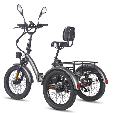 FAFREES F20 Mate Cargo E-Trike - 500W Motor 48V23.45AH Battery 20" Tires w/Backrest - Gun color