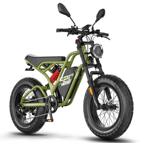FAFREES F20 Ultra Electric Bike - 750W Motor 48V25AH Battery 20" Fat Tire Hydraulic  Brake - Military green