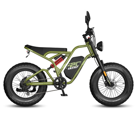 FAFREES F20 Ultra Electric Bike - 750W Motor 48V25AH Battery 20" Fat Tire Hydraulic  Brake - Military green