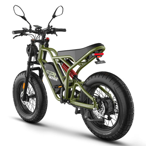 FAFREES F20 Ultra Upgraded Electric Bike - 750W Motor 48V25Ah Battery 20" Fat Tire Mechanical Disc Brakes - Military green