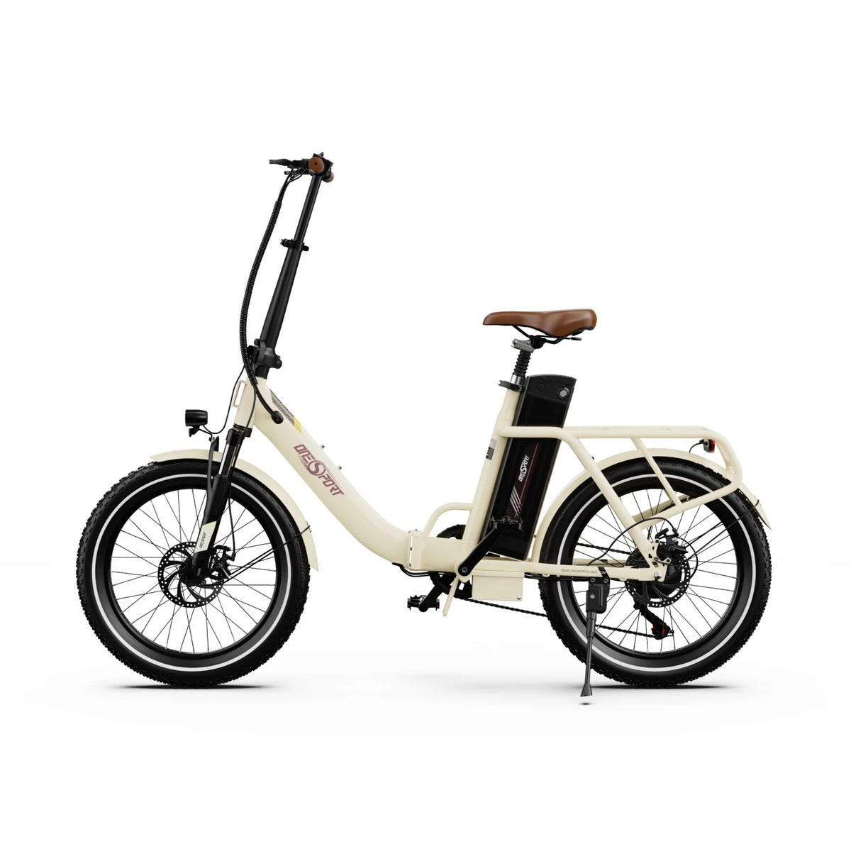 ONESPORT OT16-2 Electric Bike - 250W Motor 48V17AH Battery 20 Inch Tires Folding iron Frame - off white