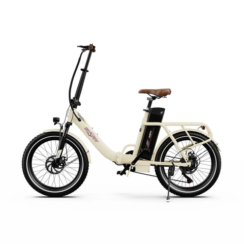 ONESPORT OT16-2 Electric Bike - 250W Motor 48V17AH Battery 20 Inch Tires Folding iron Frame - off white