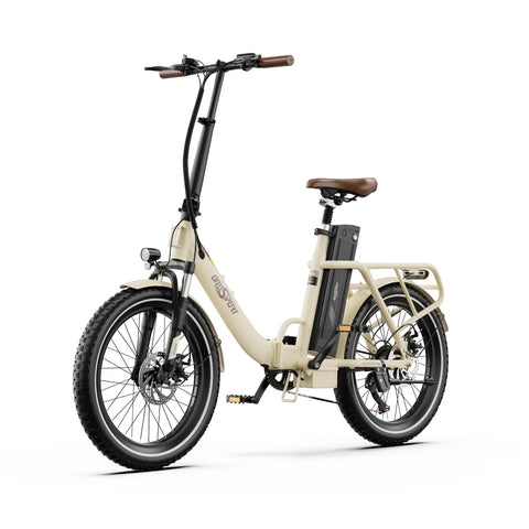 ONESPORT OT16-2 Electric Bike - 250W Motor 48V17AH Battery 20 Inch Tires Folding iron Frame - off white
