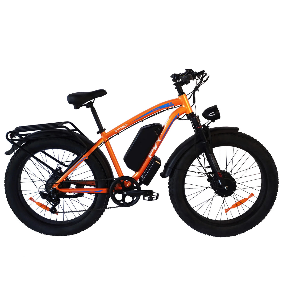PVY MAX26 Electric Bike - 250W*2 Motor 48V30AH Battery 26" Tires Hydraulic Brakes - Orange