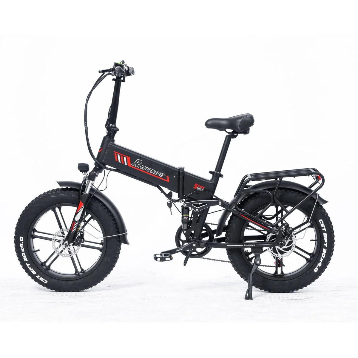RANDRIDE YX 20M Electric Bike - 20" 500W Motor 48V17Ah Battery Disc Brake Tires 50KM Range Disc - Black