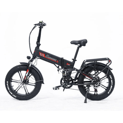 RANDRIDE YX 20M Electric Bike - 20" 500W Motor 48V17Ah Battery Disc Brake Tires 50KM Range Disc - Black