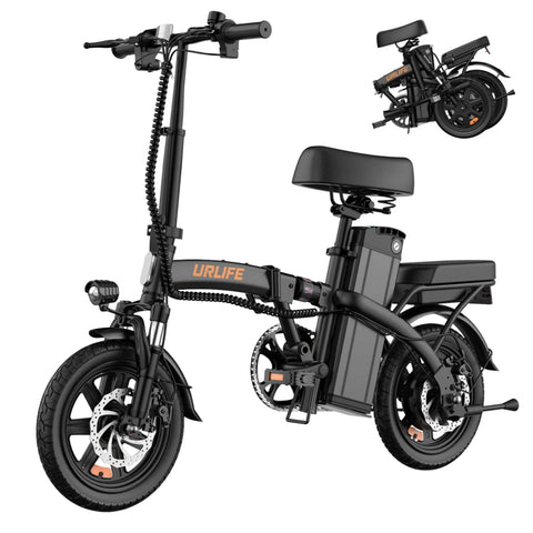 Electric Bike URLIFE F1L  - 250W Motor 48V 7.5Ah Battery 14 Inch Tires Disc Brakes-Black