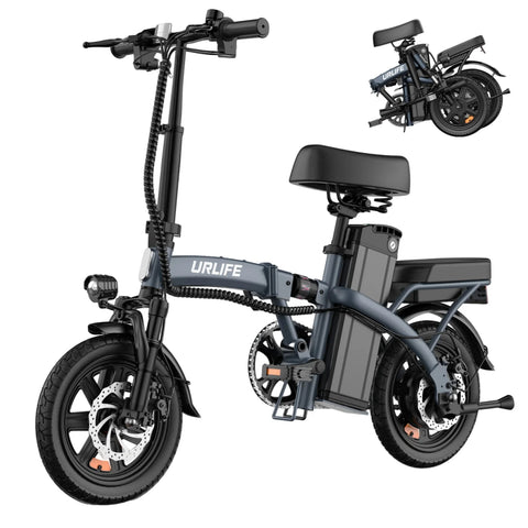 Electric Bike URLIFE F1L  - 250W Motor 48V 7.5Ah Battery 14 Inch Tires Disc Brakes-Gray