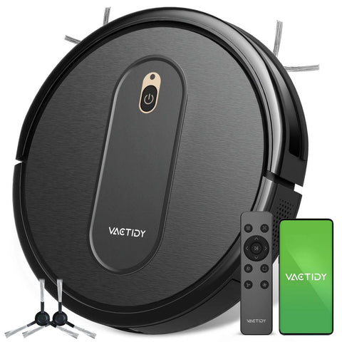 Vactidy T6 Robot Vacuum Cleaner - 2000Pa Suction 2500mAh Battery 100min Runtime-Black