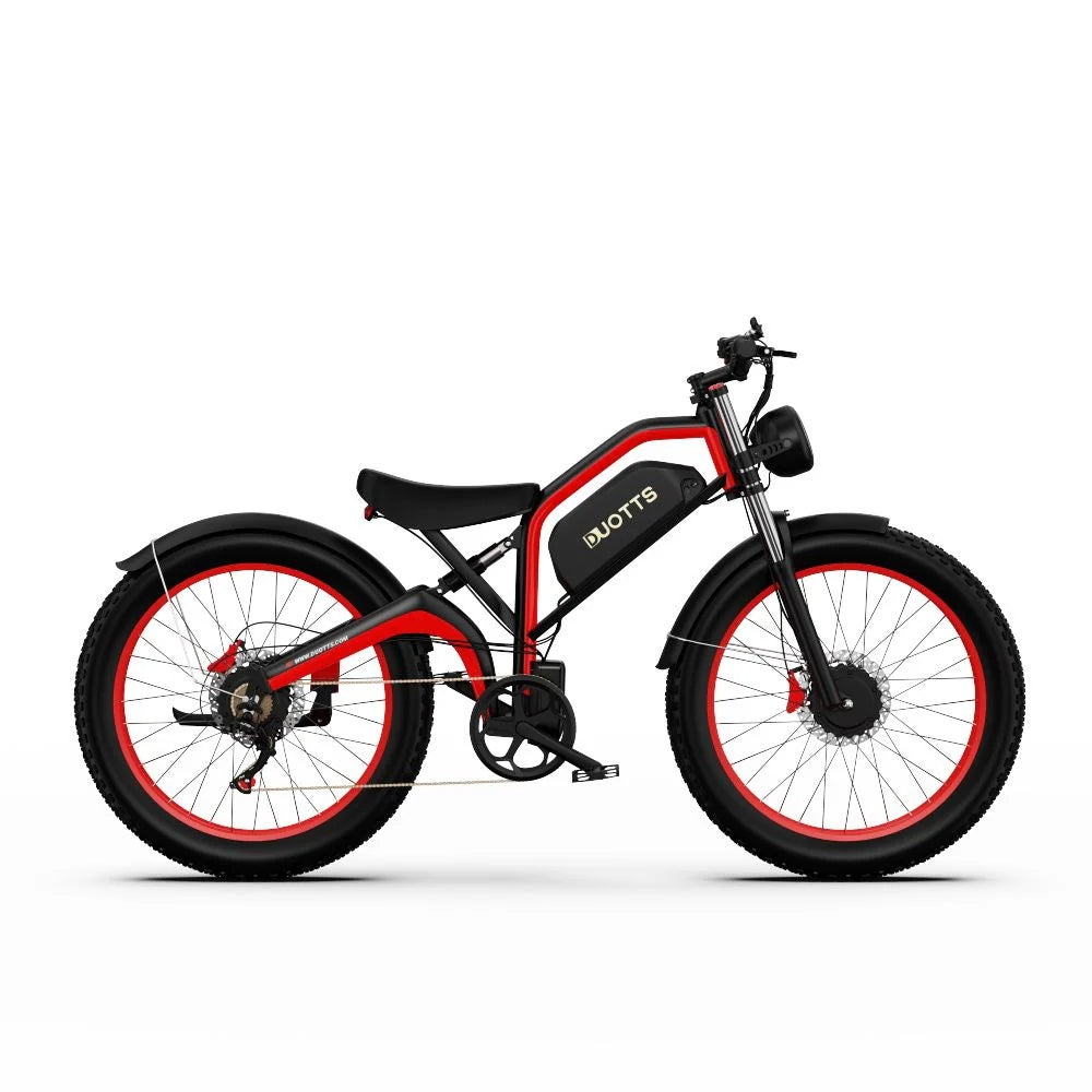 Duotts N26 Electric Bike - 750W*2 Motor 48V20Ah Battery 60KM Range Disc Brakes - Black Red