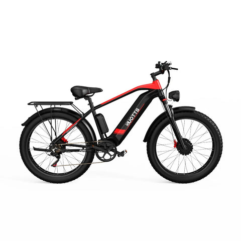 Duotts F26 Electric Bike - 750W*2 Motors 840WH Battery 50KM Range - Black red