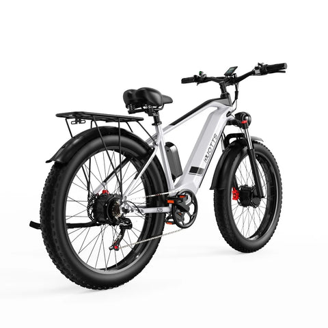 Duotts F26 Electric Bike - 750W*2 Motors 840WH Battery 50KM Range - Silver white